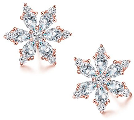 Glintara 925 Sterling Silber Schneeflocke Ohrstecker - Hypoallergen Weihnachts-Schmuck Mit Zirkonia - Schlafen Knorpel Ohrstecker für Damen, Mädchen und Frauen