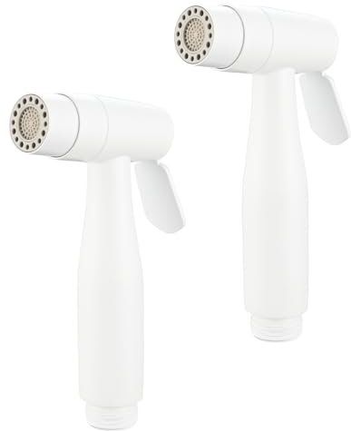 Tecmolog 2 Piezas Grifo Bidet Blanco Ducha Inodoro Acero Inox Alcachofa de Ducha WC con 2 Modos, WS024AW-2