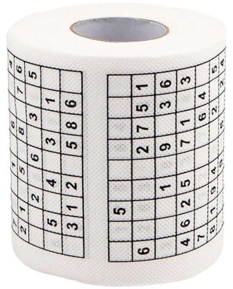 Sudoku-Spiel, Toilettenpapier Rolle, Sudoku Klopapier,Papierhandtuch, Hartnäckigkeit, langlebig, lustig, bedrucktes Toilettenpapier, HaushaltsreinigungswerkzeugeNützlich praktisch (White, 10X10X10CM)