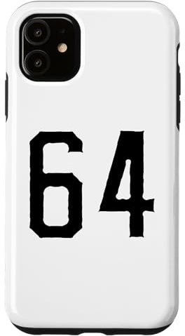 Hülle für iPhone 11 Nummer #64 Weiß Schwarz Sport Nummer 64