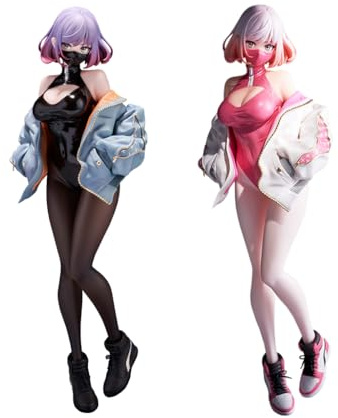 Jiumaocleu Luna Figur Modell Statue, 24 cm Maske, Mädchen, Actionfigur, Gesicht veränderbar, 2 Köpfe, PVC, handgefertigt, Sammlerstück, Desktop-Display, Dekoration, Geschenke für Manga-Fans, 2 Stück