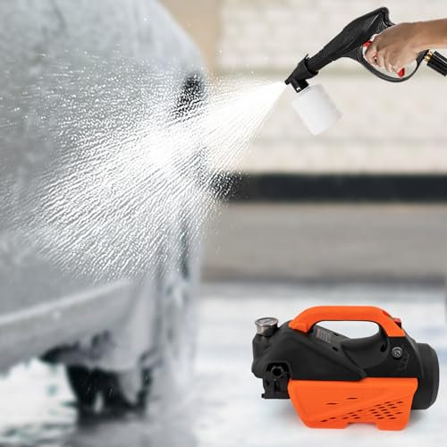 1300W Elektrische Mobile Hochdruckreiniger 100bar 3 Reinigungsmodi Tragbar Auto Wasser Druckreiniger Elektro Waschmaschine für Terrasse Garten Zaun