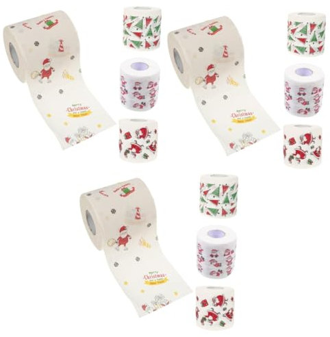 FRCOLOR 3 Sätze Toilettenpapier Mit Weihnachtsmuster Toilettenpapier Mit Weihnachtsmotiv Weihnachts Klopapier Weihnachts-toilettenpapier Weihnachtsdekoration Drinnen Teppiche 4 Rollen * 3