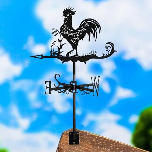 Ligeinsrk Weather Vane Rooster Shape Iron Weathervane Roof Mount Weather Vane Outdoor Scene Rustic Chicken Garden for Shed Garden Yard Patio DecorVane