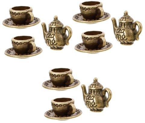 NUOBESTY 3sets Miniature Tea Set for Dolls House Tea Cups and Mini Teapot for Micro Landscape