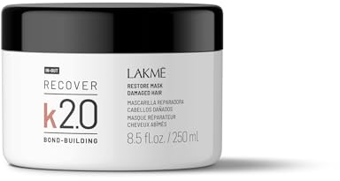Lakmé K.2.0 Reparaturmaske für geschädigtes Haar, 250 ml, mit Hyaluronsäure und Peptiden