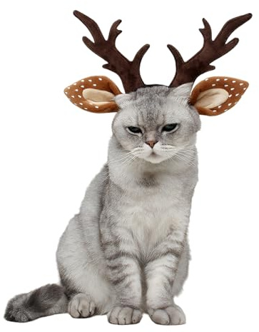 Serre-tête pour animal de compagnie - Serre-tête de renne - Pour chat et chien - Réglable - Bois de cerf - Costume de Noël pour chat et chien