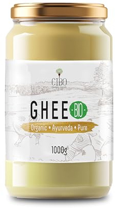 Cibo Burro Ghee Biologico 1kg - Latte di Parma e Reggio Emilia - Prodotto in Italia - Mucche al Pascolo - Punto di Fumo 250°C - Da Panna Centrifugata