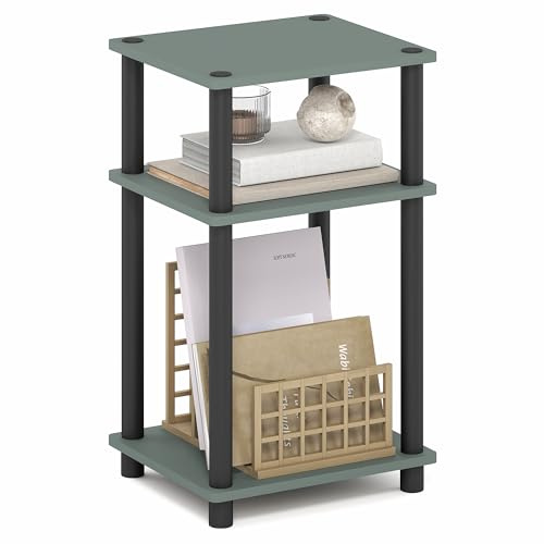 Furinno JUST 3-Tier Tool-Free Bedside Table, Sage Green | Side Table, Open Shelf, End Table, Night Stand, for Living Room, Bedroom