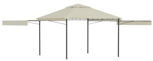 QJBSAVVA Gartenpavillon 3x3 m mit doppelt ausziehbaren Dächern, cremefarbener Stahlrahmen, pulverbeschichtet, 180 g/m² Polyester, robuster Event Shelter für Grill Party Camping Garten Terrasse Balkon
