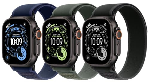 3 Stück Trail Loop Kompatibel mit Apple Watch Armband Ultra 3 2 49mm 46mm 45mm 44mm Damen Herren, Nylon Weich Sport Armbänder für iWatch SE 3 2 Series 11 10 9 8 7 6 5 4