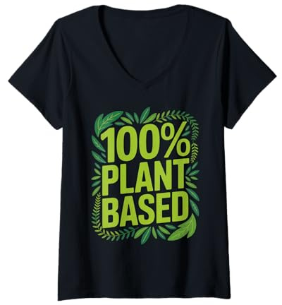 Womens 100% Plant Based Vegan Enthusiast Eco-Friendly Lifestyle V-Neck T-Shirt