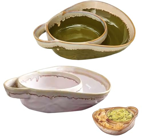 Comebachome 2PCS Soup and Sandwich Plate Combo Retro Ceramic Soup and Cracker Bowl with Handle for Breakfast, Snack, Salad, Dessert, Decoración del hogar