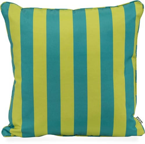 H.O.C.K. Riviera Stripe Outdoor Wendekissen – 50x50 cm Dekokissen mit Blockstreifen & Uni-Rückseite – Wetterfest, UV-Beständig & Schmutzabweisend – Handmade in Germany (Green Petrol)