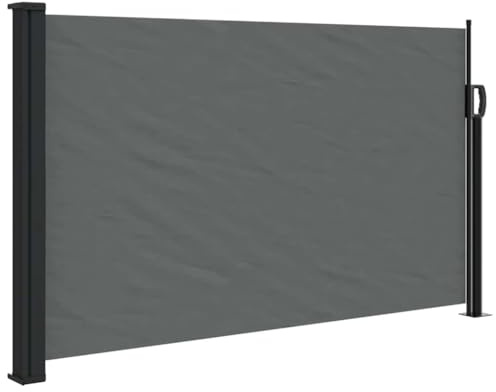 Store latéral extensible anthracite 140 x 500 cm, brise-vue pour terrasse et balcon, imperméable et résistant aux UV, accessoires de montage