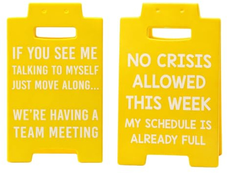 Funny Desk Accessories, Boss Gifts and Manager Gifts, Desk Sign for Office Decor, Two Pieces with 16 by 10 cm Dimensions