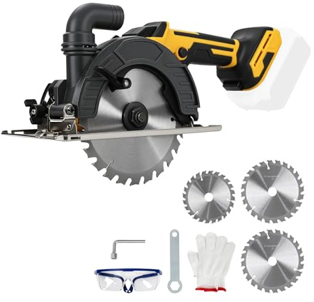 6 Inch Cordless Circular Saw for Dewalt 18V 20V Battery, 150mm 6300RPM Brushless Electric Circular Saw with 3 Saw Blades, 0-45° Bevel Cutting Angle, Max 50mm Cutting Depth