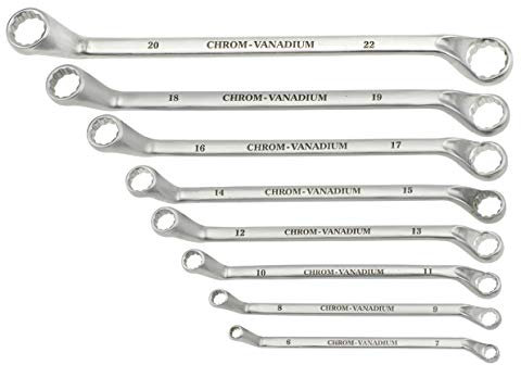 kwb Profi Doppel-Ring-Schlüssel-Satz, gekröpft, SW 6-22 mm, 8-teiliges Set, Satinfinish, Wellenprofil