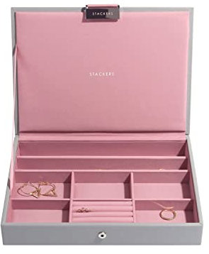 Stackers Dove Grey with Antique Rose Classic Medium Jewellery Box Lid