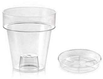 Teraplast Transparent vase Porto with stand for orchids - diameter 16 cm - set with saucer