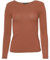 Easy Young Fashion - Damen Basic Rundhals Shirt - Langarm Unterziehshirt - Skinny Fit 1093 - Terracotta M