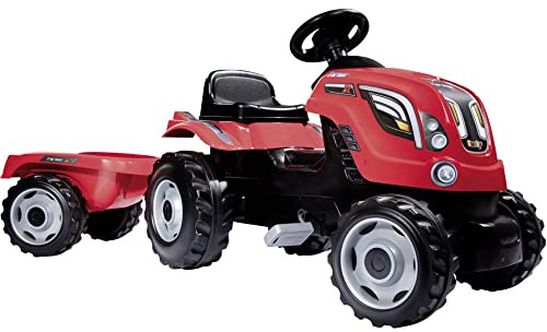 Smoby - Tractor Farmer XL Rojo con Remolque, Color Rojo (710108)