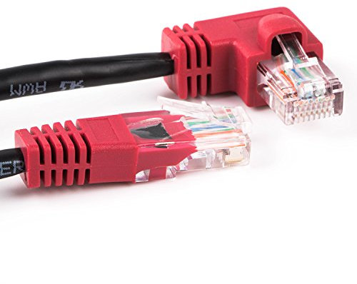 usangreen Angled RJ45 Ethernet Patch Cable L shape Internet Lan Cable Cat5 Patch Cord 6FT (Left Angled)