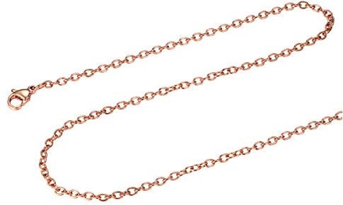FOCALOOK Chaîne Forçat Collier Femme Plaqué Or Rose 2mm/65cm Rolo Chain Accessoire du Pendentif
