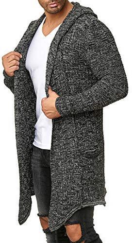 RED BRIDGE Hommes Manches Longues Cardigan Oversize Veste en Tricot Asymétrique Pull