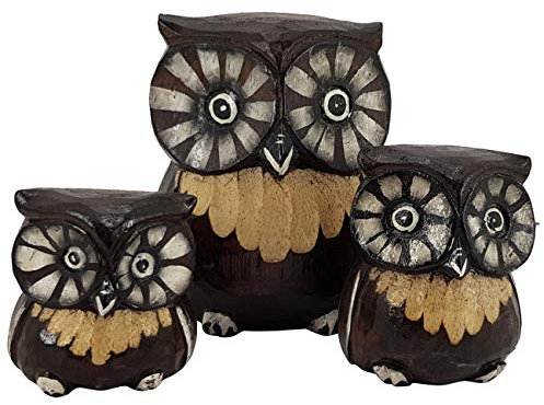 Ciffre 3 er Set 15cm 10cm 8cm Eule Eulen Uhu Vogel Tier Wald Deko Holz Handarbeit EK14