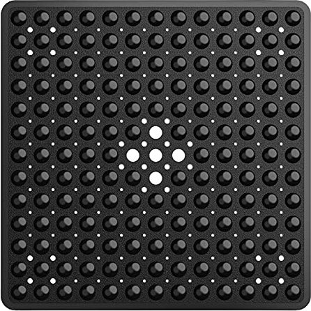 XIYUNTE Shower Mat Non Slip Anti Mould - 53 x 53cm Square Bath Mat Non Slip Shower Mats for Inside Shower, Anti Slip Shower Mat with Strong Suction Cups & Drain Holes, Machine Washable, Black
