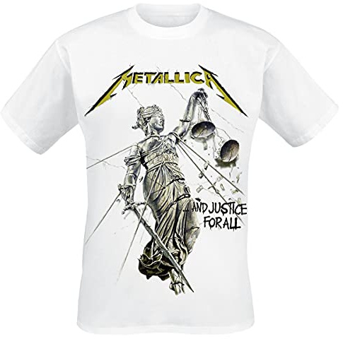 Metallica T Shirt Justice Album Cover Band Logo Official Mens White