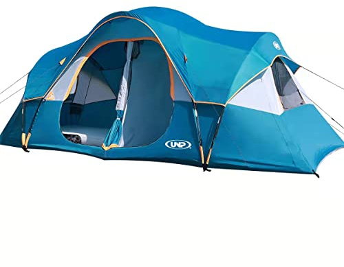 UNP Camping Tent 10-Person-Family Tents, Parties, Music Festival Tent, Big, Easy Up, 5 Large Mesh Windows, Double Layer, 2 Room, Waterproof, Weather Resistant, 18ft x 9ft x78in