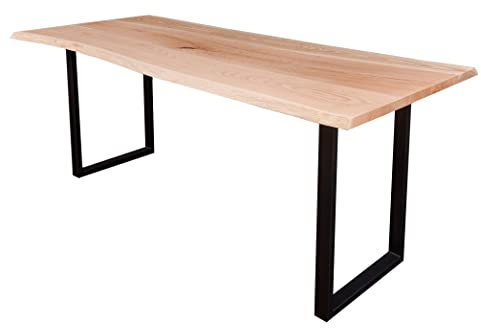 Exim Welt Esszimmertisch Massivholz - Esstisch Baumkante - Baumkantentisch, Tischplatte (Mittlere Biegung, Eiche, 80 x 70 x 180 cm)