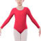 Langärmeliger Gymnastikanzug für Mädchen, glänzend, für Schule, Sport, Tanz, Turnanzug, glitzernd, athletischer Tanz-Body, Kleinkinder, Gymnastikanzug, Ballett, rot, 3-4 Jahre