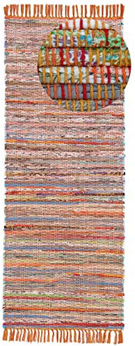 carpetfine Flachgewebeteppich Kelim Chindi Läufer Orange 80x350 cm | Moderner Teppich für Wohn- und Schlafzimmer