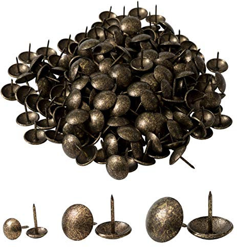 IPEA Chiodi da Tappezzeria – 200 pezzi – Bullette Borchie Decorative per Mobili Arredamento Abbigliamento – Spille Puntine in Metallo per Poltrone – Colore Oro Antico – 14 x 12 mm