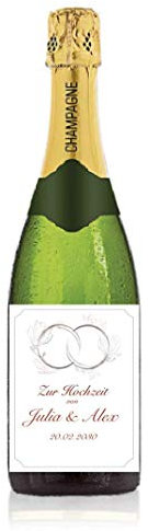 Personalisiertes Etikett für Sektflasche zur Hochzeit, Geschenk, Champagner, Sekt, Flaschenetikett, Aufkleber, selbstklebend, Sticker