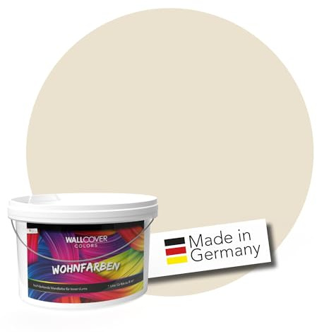 WALLCOVER hochwertige Wandfarbe für Innen | Beige Sand | 1L für 8m² | Hochdeckende Innenfarbe Matt (Klasse 1) | Profi Qualität aus Deutschland