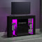 Panana Corner Sideboard TV Stand Cabinet With RGB LED Lights Television Stands Cabinet 2Door and 7 Open Media Storage for TVs up to 50 Inches (black)