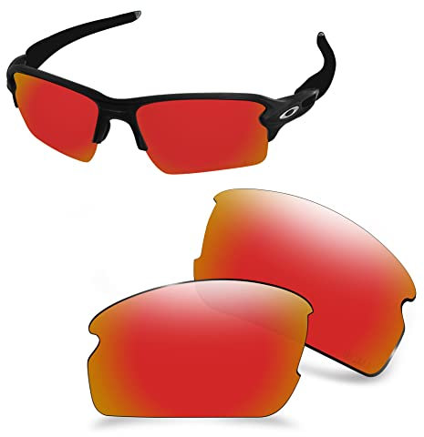 AOZAN ANSI Z87.1 Verres de rechange compatibles avec lunettes de soleil Oakley Flak 2.0 XL OO9188, Cramoisi électrique – Non polarisé, 95