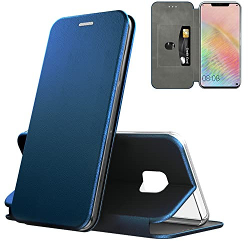 N NEWTOP Cover Compatibile per Huawei Mate 20 Pro, Chiusura Magnetica 360 Capsule Flip Custodia Libro per Carta di Credito Simil Pelle TPU Interno Funzione Stand Supporto (Blu Elettrico)