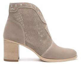 Nero Giardini E512710D Velour col. Creta Tronchetti per Donna in Nabuk con Tacco Medio e Lampo (Taglia 39)