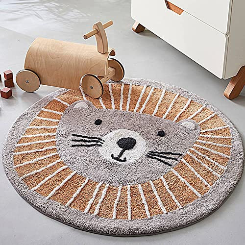 Kinderteppich Rund Waschbare Teppich Groß fürs Babyzimmer Kleinkinderzimmer Wohnzimmer Schlafzimmer Bereich Kinderteppiche Runden Teppiche Flauschige Matte Kinder Schutzmatten Kindermatte 100 cm