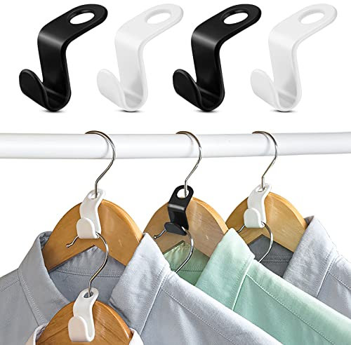 Kleiderbügel Haken Platzsparend 60 Stück Kleiderbügel Verbindungshaken Anschluss Kleiderschrank Organizer Krawattenhalter für mehr Platz und Ordnung im Schrank (Schwarz-Weiss)