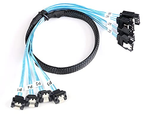 AdcAudx Cable SATA-III: 0,5 m, 4 unids/set-SATA Cable Cable de datos SATA-ángulo recto de 90 grados Cable SAS/SATA-6 Gbps para servidores Raid Computer SDD HDD CD DVD Unidades (1,6 pies)