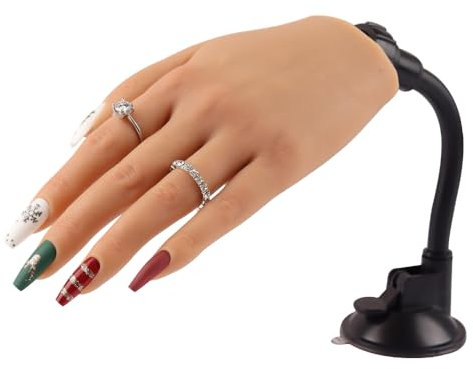KnowU Übungshand Für Nageldesign Silikon, Übungshand Für Gelnägel Set, Fake Hand mit Stand, Nagel Praxis Training Hand Modell, links