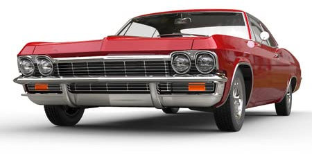 adrium Quadro su tela 90 x 50 cm: Red Metallic Muscle Car - Vista frontale - Primo piano (52477864)