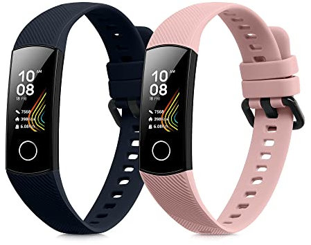 kwmobile 2X Sportarmband kompatibel mit Honor Band 5 / Band 4 Armband - Fitnesstracker Band Set aus TPU Silikon