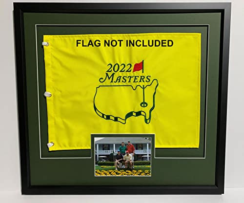 Masters 20X22 Compact Black Golf Flag and Photo Frame, BLK-001, Green Mats (float mount; perfect for 13x17 Master's Golf Flags and 5X7 Horizontal Print; flag not incl)